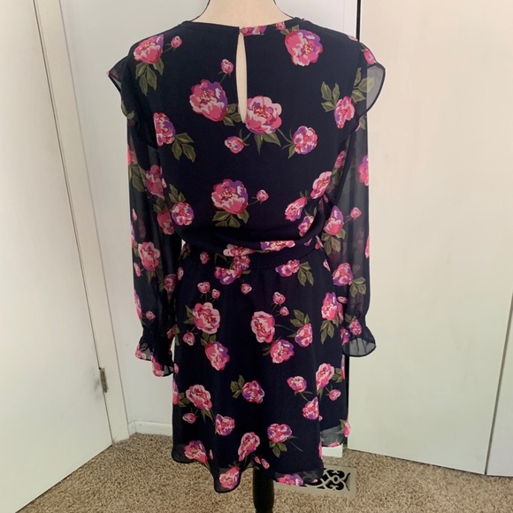 Maison Jules Longsleeve Navy Floral Dress XL - Picture 6 of 12